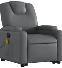 Massagesessel mit Aufstehhilfe Elektrisch Grau Kunstleder