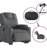 Massagesessel mit Aufstehhilfe Elektrisch Grau Kunstleder