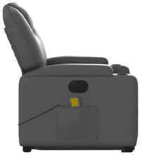 Massagesessel mit Aufstehhilfe Elektrisch Grau Kunstleder