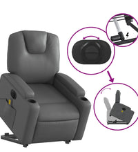 Massagesessel mit Aufstehhilfe Elektrisch Grau Kunstleder