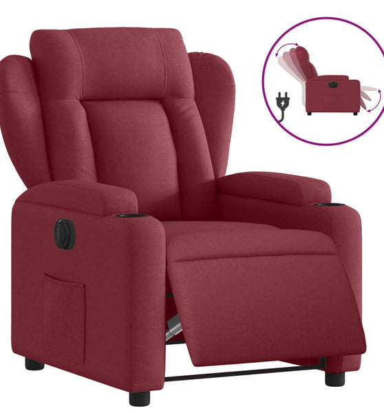 Relaxsessel Elektrisch Weinrot Stoff