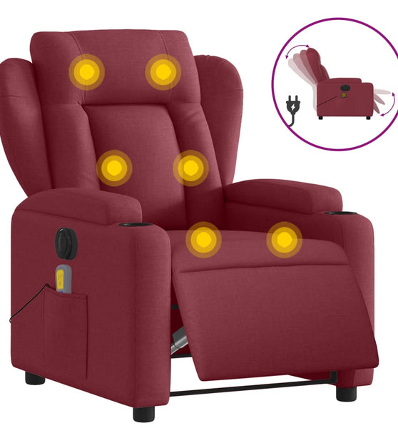 Massagesessel Elektrisch Weinrot Stoff