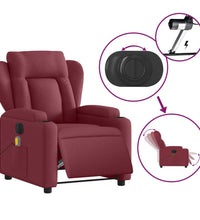 Massagesessel Elektrisch Weinrot Stoff