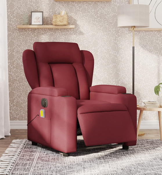Massagesessel Elektrisch Weinrot Stoff