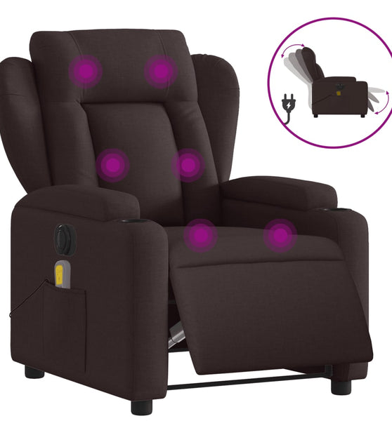 Massagesessel Elektrisch Dunkelbraun Stoff