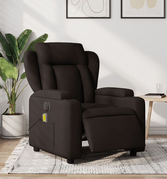 Massagesessel Elektrisch Dunkelbraun Stoff