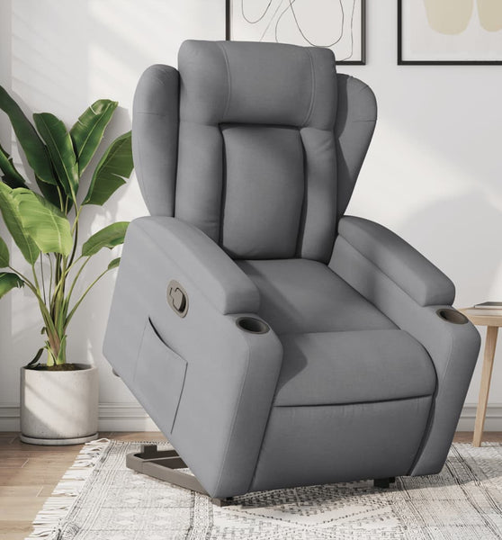 Relaxsessel mit Aufstehhilfe Hellgrau Stoff