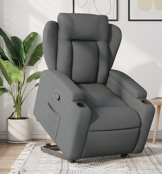 Relaxsessel mit Aufstehhilfe Dunkelgrau Stoff