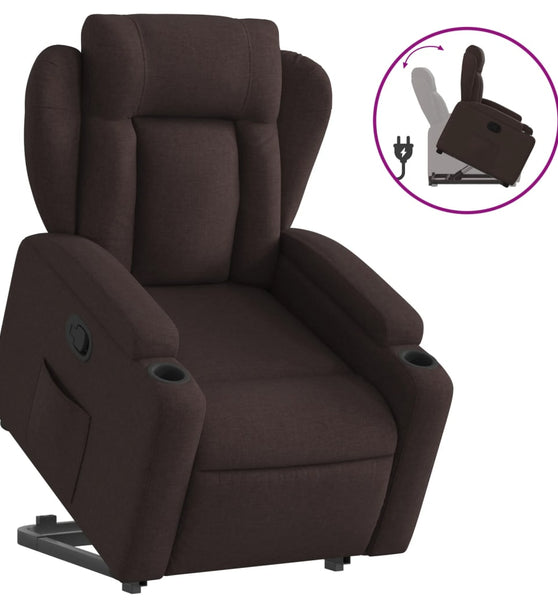 Relaxsessel mit Aufstehhilfe Dunkelbraun Stoff