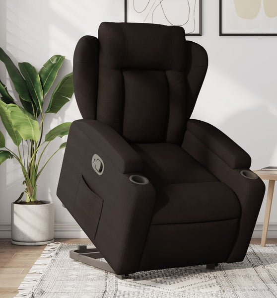 Relaxsessel mit Aufstehhilfe Dunkelbraun Stoff