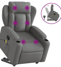 Massagesessel mit Aufstehhilfe Dunkelgrau Stoff