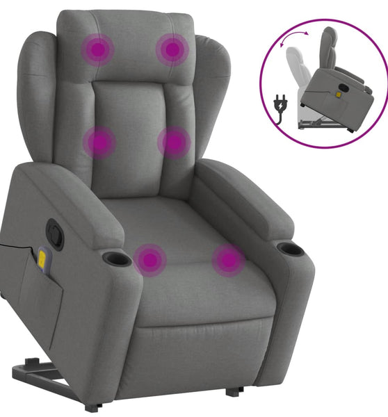 Massagesessel mit Aufstehhilfe Dunkelgrau Stoff