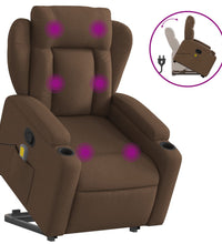 Massagesessel mit Aufstehhilfe Braun Stoff