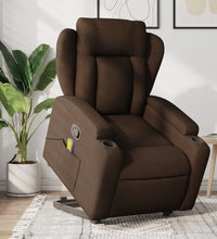 Massagesessel mit Aufstehhilfe Braun Stoff