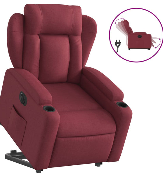 Relaxsessel mit Aufstehhilfe Elektrisch Weinrot Stoff