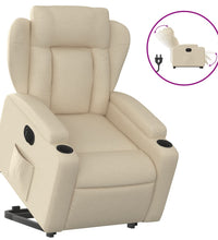 Relaxsessel mit Aufstehhilfe Elektrisch Creme Stoff