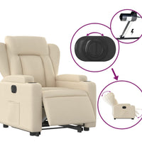 Relaxsessel mit Aufstehhilfe Elektrisch Creme Stoff