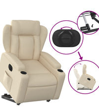 Relaxsessel mit Aufstehhilfe Elektrisch Creme Stoff