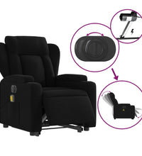 Elektrischer Massagesessel mit Aufstehhilfe Schwarz Stoff