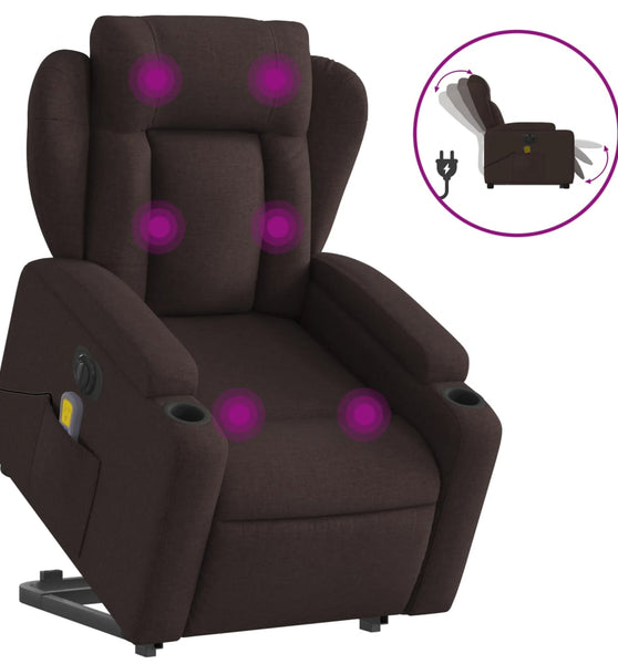 Elektrischer Massagesessel mit Aufstehhilfe Dunkelbraun Stoff