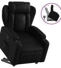 Relaxsessel mit Aufstehhilfe Schwarz Kunstleder
