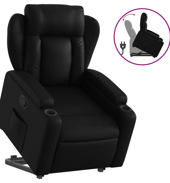 Relaxsessel mit Aufstehhilfe Schwarz Kunstleder
