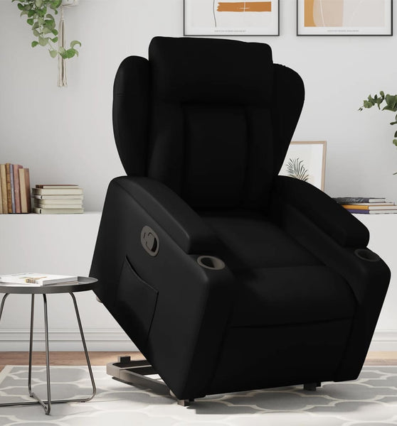 Relaxsessel mit Aufstehhilfe Schwarz Kunstleder