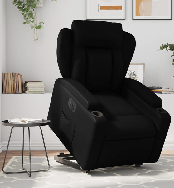 Relaxsessel mit Aufstehhilfe Elektrisch Schwarz Kunstleder