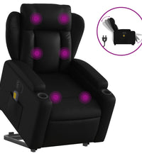 Massagesessel mit Aufstehhilfe Elektrisch Schwarz Kunstleder