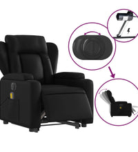 Massagesessel mit Aufstehhilfe Elektrisch Schwarz Kunstleder