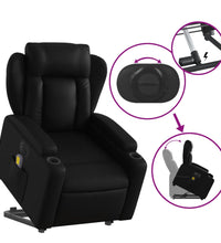 Massagesessel mit Aufstehhilfe Elektrisch Schwarz Kunstleder