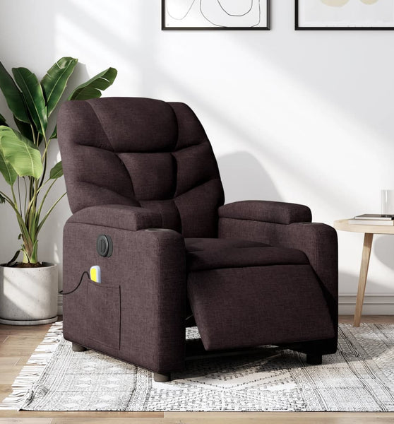 Massagesessel Elektrisch Dunkelbraun Stoff
