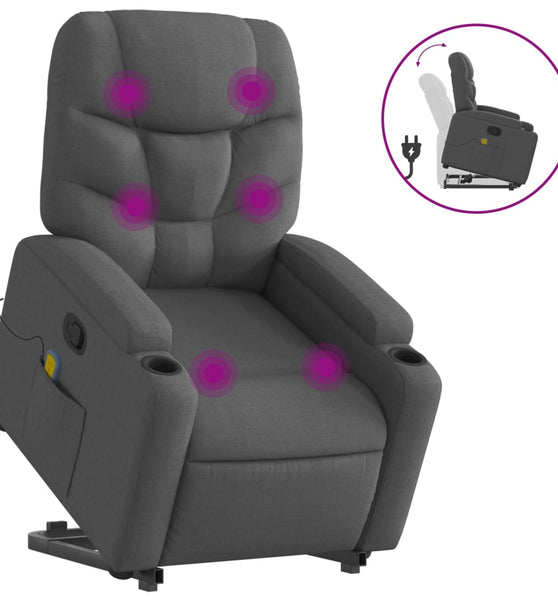 Massagesessel mit Aufstehhilfe Dunkelgrau Stoff