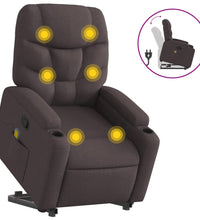 Massagesessel mit Aufstehhilfe Dunkelbraun Stoff