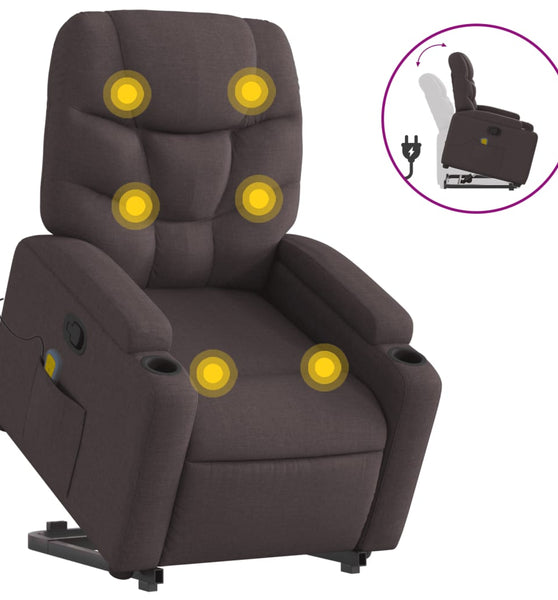 Massagesessel mit Aufstehhilfe Dunkelbraun Stoff