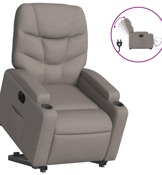 Relaxsessel mit Aufstehhilfe Elektrisch Taupe Stoff