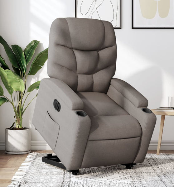 Relaxsessel mit Aufstehhilfe Elektrisch Taupe Stoff