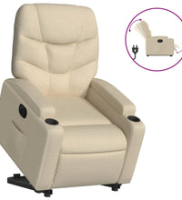 Relaxsessel mit Aufstehhilfe Elektrisch Creme Stoff