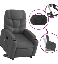 Elektrischer Massagesessel mit Aufstehhilfe Dunkelgrau Stoff