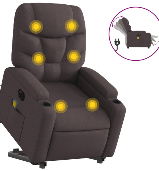 Elektrischer Massagesessel mit Aufstehhilfe Dunkelbraun Stoff