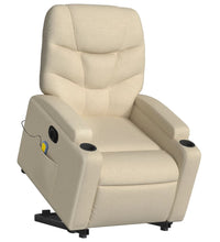 Elektrischer Massagesessel mit Aufstehhilfe Creme Stoff