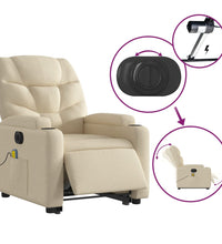 Elektrischer Massagesessel mit Aufstehhilfe Creme Stoff