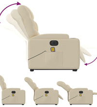 Elektrischer Massagesessel mit Aufstehhilfe Creme Stoff