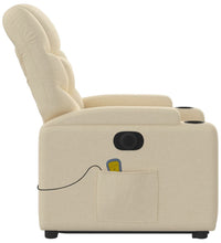 Elektrischer Massagesessel mit Aufstehhilfe Creme Stoff