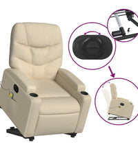 Elektrischer Massagesessel mit Aufstehhilfe Creme Stoff