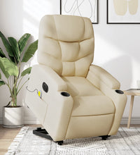 Elektrischer Massagesessel mit Aufstehhilfe Creme Stoff
