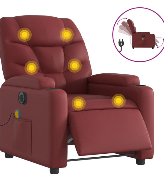 Massagesessel Elektrisch Weinrot Kunstleder