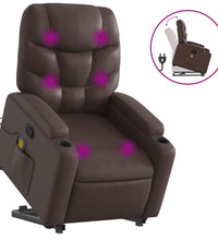 Massagesessel mit Aufstehhilfe Braun Kunstleder