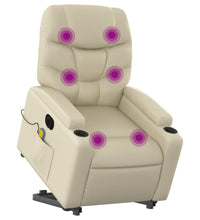 Massagesessel mit Aufstehhilfe Elektrisch Creme Kunstleder