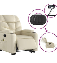 Massagesessel mit Aufstehhilfe Elektrisch Creme Kunstleder